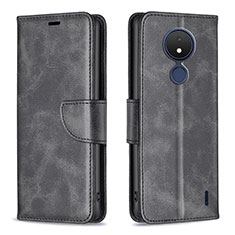 Leather Case Stands Flip Cover Holder B04F for Nokia C21 Black