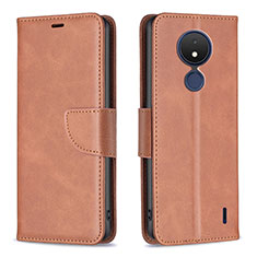 Leather Case Stands Flip Cover Holder B04F for Nokia C21 Brown