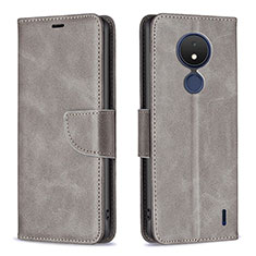 Leather Case Stands Flip Cover Holder B04F for Nokia C21 Gray