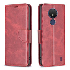 Leather Case Stands Flip Cover Holder B04F for Nokia C21 Red