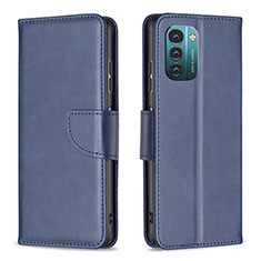 Leather Case Stands Flip Cover Holder B04F for Nokia G11 Blue