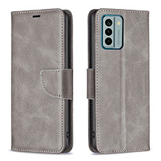 Leather Case Stands Flip Cover Holder B04F for Nokia G22 Gray