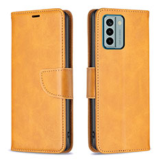 Leather Case Stands Flip Cover Holder B04F for Nokia G22 Light Brown