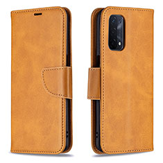 Leather Case Stands Flip Cover Holder B04F for OnePlus Nord N200 5G Light Brown