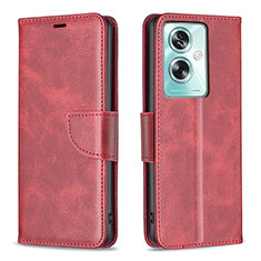 Leather Case Stands Flip Cover Holder B04F for Oppo A2 5G Red