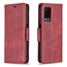 Leather Case Stands Flip Cover Holder B04F for Oppo A54 4G Red