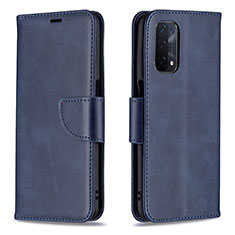 Leather Case Stands Flip Cover Holder B04F for Oppo A54 5G Blue