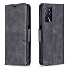 Leather Case Stands Flip Cover Holder B04F for Oppo A54s Black