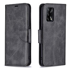 Leather Case Stands Flip Cover Holder B04F for Oppo A74 4G Black