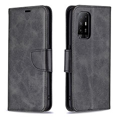 Leather Case Stands Flip Cover Holder B04F for Oppo A95 5G Black