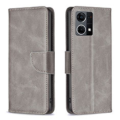 Leather Case Stands Flip Cover Holder B04F for Oppo F21 Pro 4G Gray