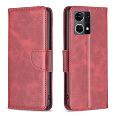 Leather Case Stands Flip Cover Holder B04F for Oppo F21 Pro 4G Red