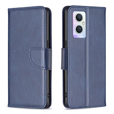 Leather Case Stands Flip Cover Holder B04F for Oppo F21 Pro 5G Blue