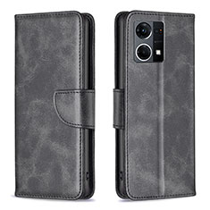 Leather Case Stands Flip Cover Holder B04F for Oppo F21s Pro 4G Black