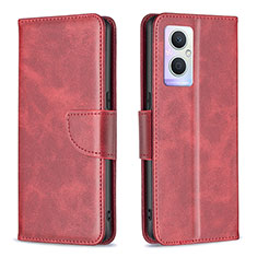 Leather Case Stands Flip Cover Holder B04F for Oppo F21s Pro 5G Red