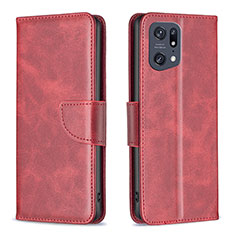 Leather Case Stands Flip Cover Holder B04F for Oppo Find X5 Pro 5G Red