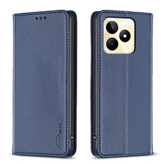 Leather Case Stands Flip Cover Holder B04F for Realme C53 Blue