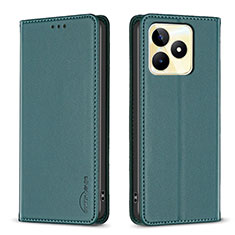 Leather Case Stands Flip Cover Holder B04F for Realme C53 India Green