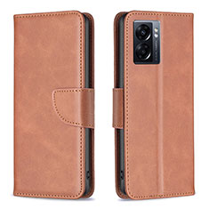 Leather Case Stands Flip Cover Holder B04F for Realme Narzo 50 5G Brown