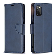 Leather Case Stands Flip Cover Holder B04F for Samsung Galaxy A02s Blue