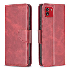 Leather Case Stands Flip Cover Holder B04F for Samsung Galaxy A03 Red