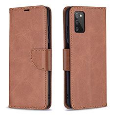 Leather Case Stands Flip Cover Holder B04F for Samsung Galaxy A03s Brown