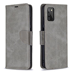 Leather Case Stands Flip Cover Holder B04F for Samsung Galaxy A03s Gray