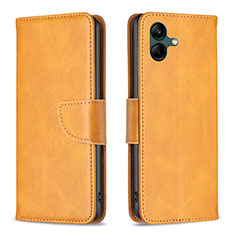 Leather Case Stands Flip Cover Holder B04F for Samsung Galaxy A05 Light Brown