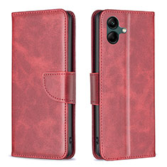 Leather Case Stands Flip Cover Holder B04F for Samsung Galaxy A05 Red