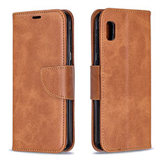 Leather Case Stands Flip Cover Holder B04F for Samsung Galaxy A10e Brown