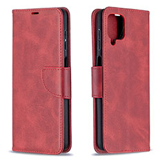 Leather Case Stands Flip Cover Holder B04F for Samsung Galaxy A12 Nacho Red