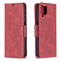 Leather Case Stands Flip Cover Holder B04F for Samsung Galaxy A12 Red