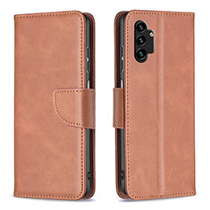 Leather Case Stands Flip Cover Holder B04F for Samsung Galaxy A13 4G Brown