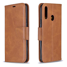 Leather Case Stands Flip Cover Holder B04F for Samsung Galaxy A20s Brown