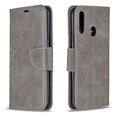 Leather Case Stands Flip Cover Holder B04F for Samsung Galaxy A20s Gray