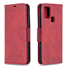 Leather Case Stands Flip Cover Holder B04F for Samsung Galaxy A21s Red