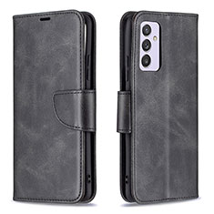 Leather Case Stands Flip Cover Holder B04F for Samsung Galaxy A24 4G Black