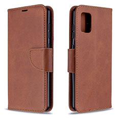 Leather Case Stands Flip Cover Holder B04F for Samsung Galaxy A31 Brown