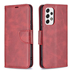 Leather Case Stands Flip Cover Holder B04F for Samsung Galaxy A53 5G Red