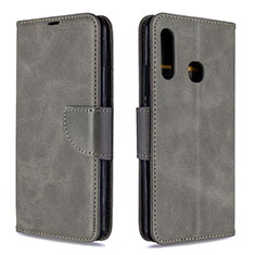 Leather Case Stands Flip Cover Holder B04F for Samsung Galaxy A70E Gray
