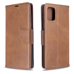 Leather Case Stands Flip Cover Holder B04F for Samsung Galaxy A71 4G A715 Brown