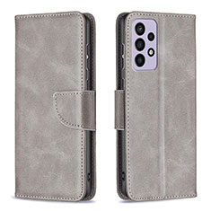 Leather Case Stands Flip Cover Holder B04F for Samsung Galaxy A73 5G Gray