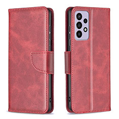 Leather Case Stands Flip Cover Holder B04F for Samsung Galaxy A73 5G Red