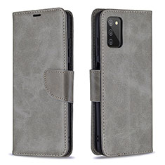 Leather Case Stands Flip Cover Holder B04F for Samsung Galaxy F02S SM-E025F Gray