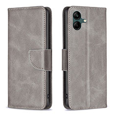 Leather Case Stands Flip Cover Holder B04F for Samsung Galaxy F04 Gray