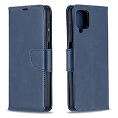 Leather Case Stands Flip Cover Holder B04F for Samsung Galaxy F12 Blue