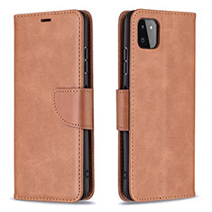 Leather Case Stands Flip Cover Holder B04F for Samsung Galaxy F42 5G Brown
