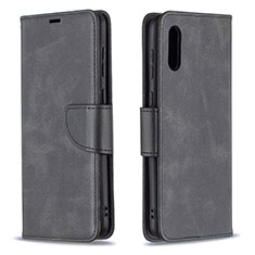 Leather Case Stands Flip Cover Holder B04F for Samsung Galaxy M02 Black