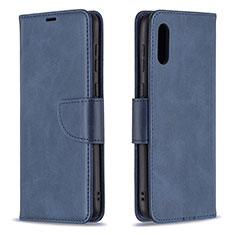 Leather Case Stands Flip Cover Holder B04F for Samsung Galaxy M02 Blue