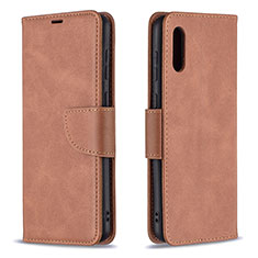 Leather Case Stands Flip Cover Holder B04F for Samsung Galaxy M02 Brown